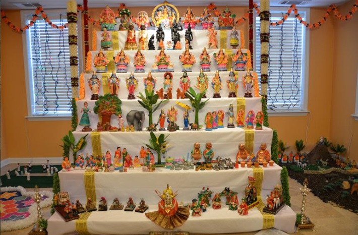display of dolls depicting various events form puranas