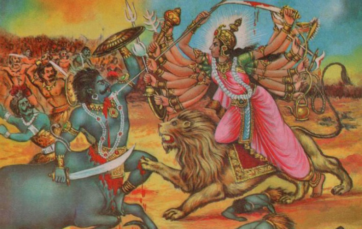 mother durga fought with the mighty demon mahishasura